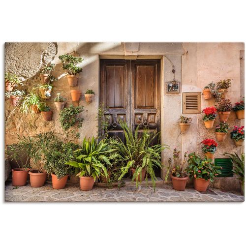 4062144661802 - Wandbild ARTLAND Altstadtgasse Mallorca Spanien Bilder Gr B H 60 cm x 40 cm Leinwandbild Pflanzenbilder Querformat 1 St braun Kunstdrucke als Alubild Leinwandbild Wandaufkleber oder Poster in versch Größen
