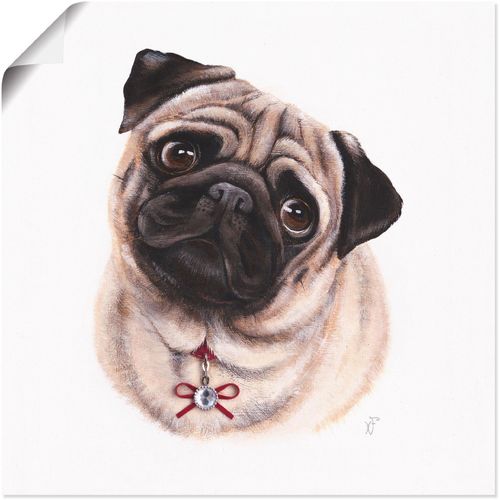 4055327279420 - Wandbild ARTLAND Mops mit Diamanten Bilder Gr B H 50 cm x 50 cm Poster Hundebilder quadratisch 1 St schwarz Kunstdrucke als Alubild Leinwandbild Wandaufkleber oder Poster in versch Größen