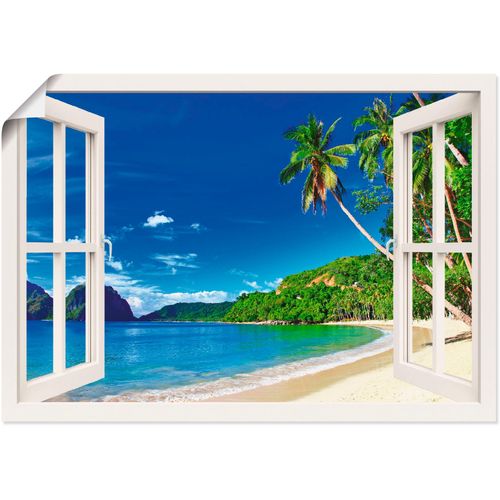 4059745735612 - Wandbild ARTLAND Fensterblick Paradies Bilder Gr B H 100 cm x 70 cm Poster Fensterblick 1 St weiß Bild Metallbild Metallbilder Bilder als Alubild Leinwandbild Wandaufkleber oder Poster in versch Größen