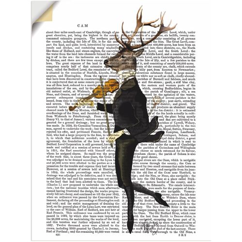 4062144372807 - Wandbild ARTLAND Tanzender Hirsch mit Violine Bilder Gr B H 45 cm x 60 cm Wandaufkleber - Vinyl Humor Hochformat 1 St weiß Bild Metallbild Metallbilder Bilder als Alubild Leinwandbild Wandaufkleber oder Poster in versch Größen