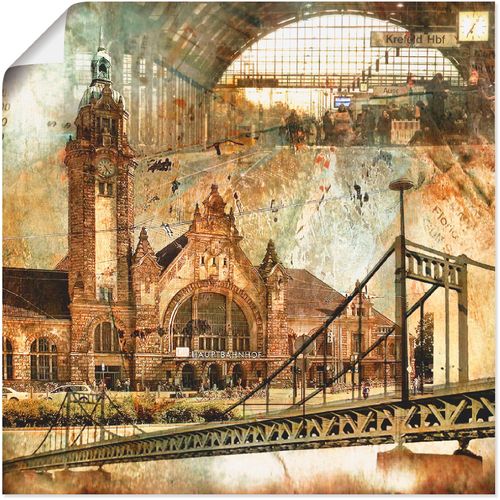 4055327573337 - Wandbild ARTLAND Krefeld Skyline Abstrakte Collage Bilder Gr B H 70 cm x 70 cm Poster Gebäude 1 St braun Bild Kunstdruck Leinwandbild Kunstdrucke Bilder als Leinwandbild Wandaufkleber oder Poster in versch Größen