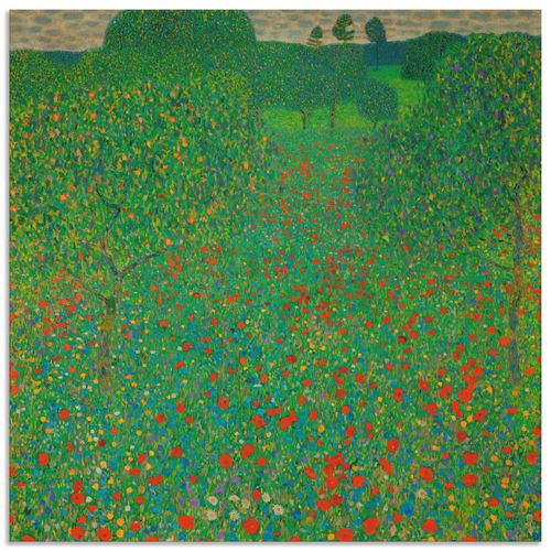 4058661958501 - Wandbild ARTLAND Feld mit Mohn Bilder Gr B H 40 cm x 40 cm Alu-Dibond-Druck Blumen quadratisch 1 St grün Bild Poster Bilder als Alubild Leinwandbild Wandaufkleber oder in versch Größen