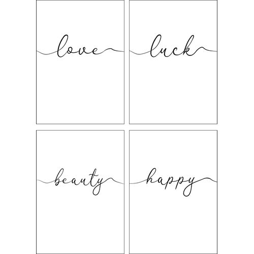 4062144313756 - Poster ARTLAND Liebe Glück Schönheit Frohsinn Bilder Gr B H 297 cm x 42 cm Poster Sprüche & Texte Hochformat 4 St schwarz Poster Bilder Poster Wandbild Bild Wandposter