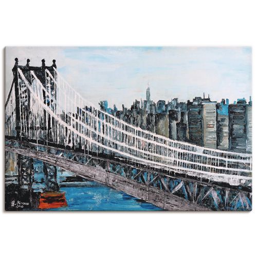 4059745957779 - Wandbild ARTLAND New York Brooklyn Bridge Bilder Gr B H 60 cm x 40 cm Leinwandbild Amerika Querformat 1 St blau Bild Leinwandbild Kunstdrucke Bilder als Alubild Leinwandbild Wandaufkleber oder Poster in versch Größen