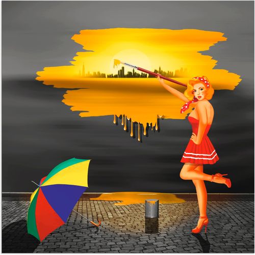 4062144009857 - Wandbild ARTLAND Ein Künstler malt sein Leben bunt Bilder Gr B H 30 cm x 30 cm Alu-Dibond-Druck Frau 1 St bunt Bild Kunstdruck Metallbild Metallbilder Bilder als Alubild Leinwandbild Wandaufkleber oder Poster in versch Größen