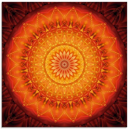 4057738367376 - Glasbild ARTLAND Mandala Energie 1 Bilder Gr B H 40 cm x 40 cm Glasbild Muster quadratisch 1 St orange Bild Glasbild Glasbilder Bilder in verschiedenen Größen