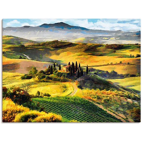 4062144706527 - Wandbild ARTLAND Toskana von oben Bilder Gr B H 80 cm x 60 cm Leinwandbild Bilder von Europa Querformat 1 St gelb Kunstdrucke als Alubild Leinwandbild Wandaufkleber oder Poster in versch Größen