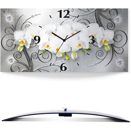 4062144604144 - Wanduhr ARTLAND weiße Orchideen auf Ornamenten Wanduhren Gr B H T 50 cm x 25 cm x 03 cm Quarzuhr grau Wanduhren 3D Optik gebogen mit Quarz- oder Funkuhrwerk versch Größen 4062144604144 - Wanduhr ARTLAND weiße Orchideen auf Ornamenten Wanduhren Gr B H T 50 cm x 25 cm x 03 cm Quarzuhr grau Wanduhren 3D Optik gebogen mit Quarz- oder Funkuhrwerk versch Größen