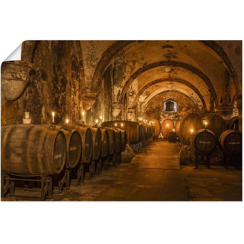 4062144663172 - Wandbild ARTLAND Historischer Weinkeller Eberbach Bilder Gr B H 90 cm x 60 cm Poster Wein Bilder Querformat 1 St braun Kunstdrucke als Alubild Leinwandbild Wandaufkleber oder Poster in versch Größen
