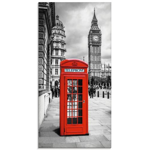 4058661727602 - Glasbild ARTLAND London Telefonzelle Bilder Gr B H 30 cm x 60 cm Glasbild Architektonische Elemente Hochformat 1 St rot Bild Glasbild Glasbilder Bilder in verschiedenen Größen