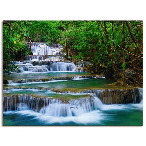 4055327240475 - Wandbild ARTLAND Tiefen Wald Wasserfall Bilder Gr B H 60 cm x 45 cm Leinwandbild Gewässer Querformat 1 St grün Bild Poster Bilder als Alubild Leinwandbild Wandaufkleber oder in versch Größen