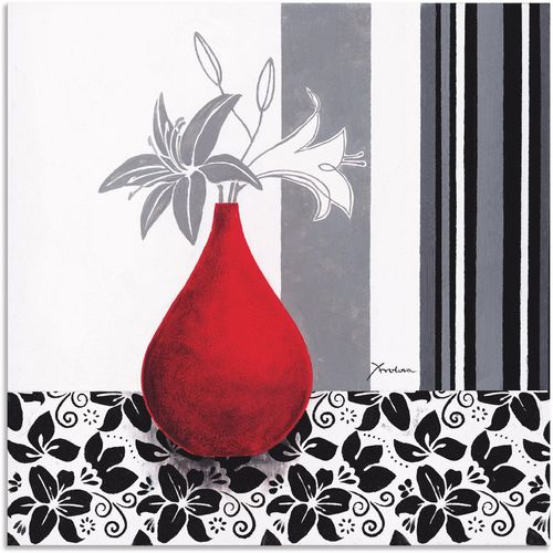 4057738384373 - Wandbild ARTLAND Blumenmuster Bilder Gr B H 40 cm x 40 cm Alu-Dibond-Druck Vasen & Töpfe 1 St schwarz Bild Poster Bilder als Alubild Leinwandbild Wandaufkleber oder in versch Größen