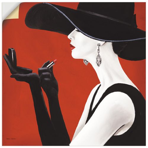 4062144437490 - Wandbild ARTLAND Hut ab II Bilder Gr B H 70 cm x 70 cm Wandaufkleber - Vinyl Frau quadratisch 1 St rot Bild Poster Bilder als Leinwandbild Wandaufkleber oder in versch Größen