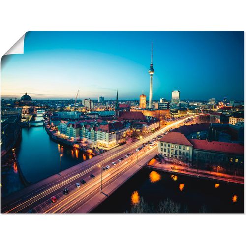 4057738862246 - Wandbild ARTLAND Berlin Cityscape am Abend Bilder Gr B H 80 cm x 60 cm Poster Deutschland Querformat 1 St beige (naturfarben) Bild Metallbild Metallbilder Bilder als Alubild Leinwandbild Wandaufkleber oder Poster in versch Größen