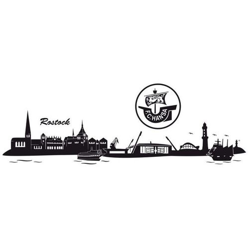 4063129103713 - Wandtattoo WALL-ART Hansa Rostock Skyline + Logo Wandtattoos Gr B H T 180 cm x 58 cm x 01 cm schwarz Wandtattoos Wandsticker selbstklebend entfernbar