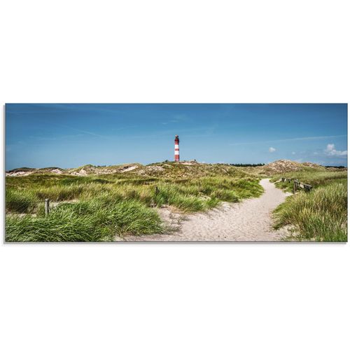 4058661450326 - Glasbild ARTLAND Leuchtturm auf der Insel Amrum Bilder Gr B H 125 cm x 50 cm Glasbild Gebäude 1 St blau Glasbilder in verschiedenen Größen