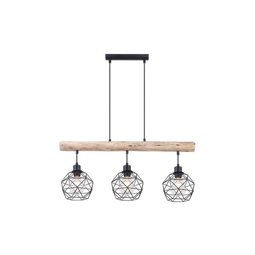 9007371407781 - Etc-shop - Vintage Pendel Decken Lampe Holz Balken Wohn Ess Zimmer Gitter Hänge Lampe schwarz
