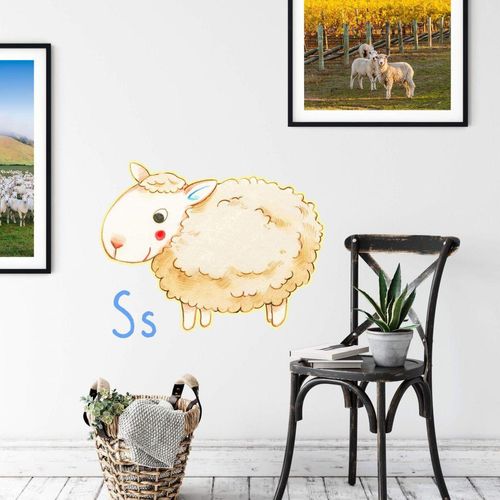 4063129114825 - Wandtattoo WALL-ART Schaf Tierwelt Buchstabe S Wandtattoos Gr B H T 140 cm x 109 cm x 01 cm bunt Wandtattoos Wandsticker selbstklebend entfernbar