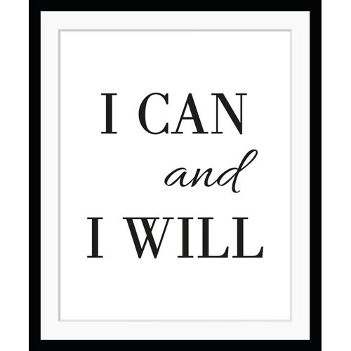 4049009890928 - Bild QUEENCE I CAN AND I WILL Bilder Gr B H 50 cm x 60 cm Wandbild Buchstaben Hochformat schwarz-weiß (weiß schwarz) Kunstdrucke Schriftzug gerahmt