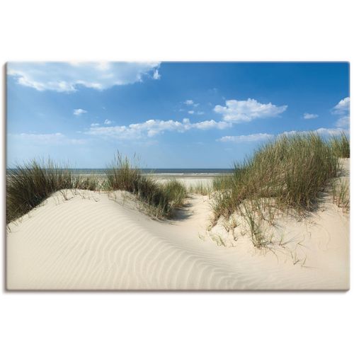 4058661456731 - Wandbild ARTLAND Düne mit Meeresblick Bilder Gr B H 120 cm x 80 cm Leinwandbild Strand 1 St blau Bild Kunstdruck Kunstdrucke Bilder als Alubild Leinwandbild Wandaufkleber oder Poster in versch Größen