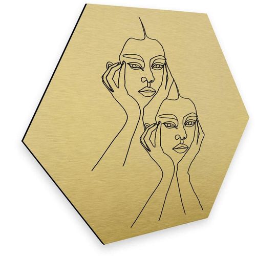 4063129128976 - Metallbild WALL-ART Linework Wanddeko Gold abstrakt Bilder Gr B H T 55 cm x 0 cm x 47 cm - 1 St goldfarben (gold effekt) Metallbilder vintage Metallschild