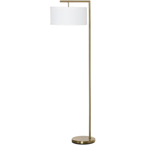 4251774902854 - Stehlampe Stehleuchte E27 Sockel für Wohnzimmer Schlafzimmer Büro Metall Stahl Leinen Gold+Weiß 47 x 37 x 153 cm - Gold+Weiß - Homcom