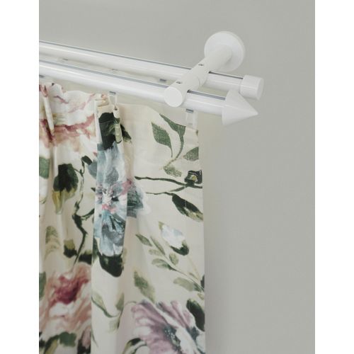 9002777358910 - Gardinenstange GARESA WHITE Gardinenstangen Gr L 100 cm Ø 20 mm 1 St 2 läufig weiß Gardinenstangen nach Maß Vorhanggarnitur Innenlauf verlängerbar Wandmontage Endknopf Spitze