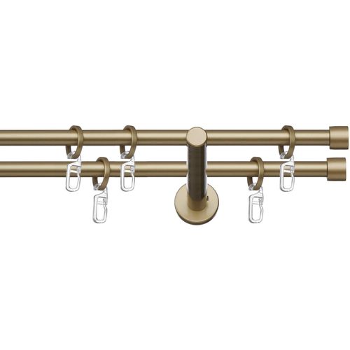 4042627047590 - Gardinenstange INDEKO Andrax Gr 2 gold (goldfarben messingfarben) L160cm Ø12mm Stahl Gardinenstangen Komplett-Set inkl Ringen und Montagematerial