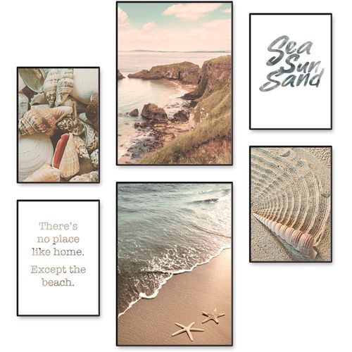 4062144539927 - Poster ARTLAND Urlaubsgefühle Bilder Gr B H 42 cm x 297 cm Poster Strand Hochformat 6 St braun Poster Bilder Poster Wandbild Bild Wandposter