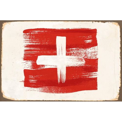 4049009927167 - Metallbild QUEENCE SCHWEIZ FLAGGE Bilder Gr B H T 45 cm x 30 cm x 05 cm Metallbild Schweiz Querformat rot (rot weiß) Metallbilder Blechschilder