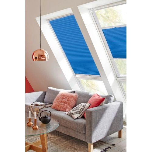 4001442778461 - Dachfensterplissee StartUp Style Honeycomb TL Plissees Gr 795 cm zweiseitig verschiebbar 1173 cm blau (blau weiß) Dachfensterplissees mit Führungsschienen