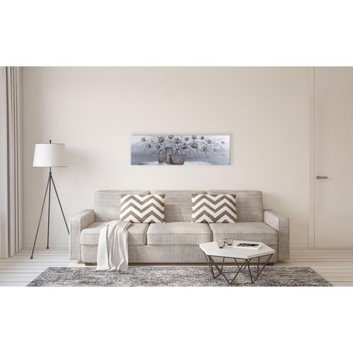 4032295087011 - Ölbild BÖNNINGHOFF Pflanzen silber (farbe bild(er) silberfarben) B120cm H40cm T25cm Holz Canvas Bilder Ölgemälde handgefertigt
