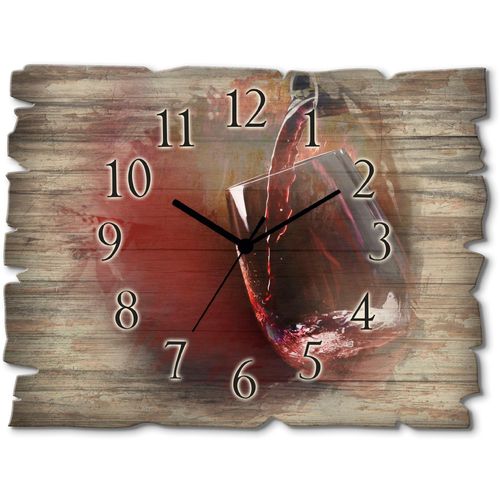 4062144354889 - Wanduhr ARTLAND Wein - Rotwein Wanduhren Gr B H T 40 cm x 30 cm x 06 cm Quarzuhr rot Wanduhren wahlweise mit Quarz- oder Funhuhrwerk lautlos ohne Tickgeräusche