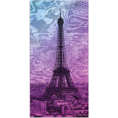 4058661950772 - Wandbild ARTLAND Paris Eiffelturm Lila Blau Bilder Gr B H 30 cm x 60 cm Alu-Dibond-Druck Gebäude 1 St lila Bild Kunstdruck Kunstdrucke Bilder als Alubild Leinwandbild Wandaufkleber oder Poster in versch Größen