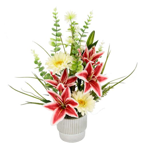 4019844802073 - Kunstblume Blumenarrangement aus Lilien und Gerbera im Topf aus Keramik IGEA Höhe 48 cm Dekoblumen Blumenstrauß Seidenblumen Tischdeko Hochzeitsdeko rot 4019844802073 - Kunstblume Blumenarrangement aus Lilien und Gerbera im Topf aus Keramik IGEA Höhe 48 cm Dekoblumen Blumenstrauß Seidenblumen Tischdeko Hochzeitsdeko rot