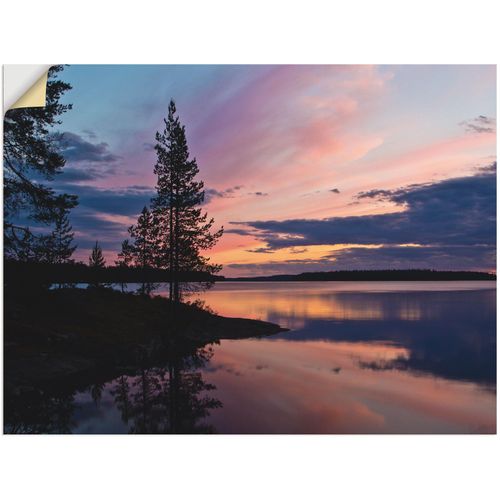 4057738529095 - Wandbild ARTLAND Bäume am See Lentua Bilder Gr B H 80 cm x 60 cm Wandaufkleber - Vinyl Gewässer 1 St pink Bild Kunstdruck Poster Bilder als Alubild Leinwandbild Wandaufkleber oder in versch Größen