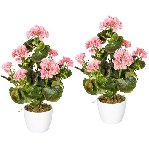 4064118039495 - Kunstpflanze CREATIV GREEN Geranienbusch rot Kunstpflanzen Gr H 40 cm 2 St rosa Kunstpflanze Zimmerpflanze Künstliche Zimmerpflanzen Kunstpflanzen im Keramiktopf