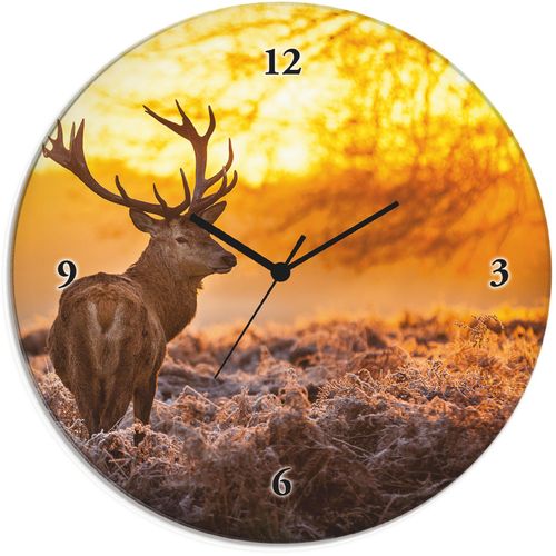 4062144605103 - Wanduhr ARTLAND Glasuhr rund Rotwild Wanduhren Gr B H T 30 cm x 30 cm x 18 cm Quarzuhr orange Wanduhren wahlweise mit Quarz- oder Funhuhrwerk lautlos ohne Tickgeräusche 4062144605103 - Wanduhr ARTLAND Glasuhr rund Rotwild Wanduhren Gr B H T 30 cm x 30 cm x 18 cm Quarzuhr orange Wanduhren wahlweise mit Quarz- oder Funhuhrwerk lautlos ohne Tickgeräusche
