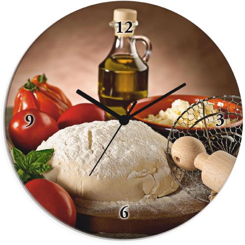 4062144347065 - Wanduhr ARTLAND Teig für Pizza Wanduhren Gr T 18 cm Funkuhr beige (natur) Wanduhren wahlweise mit Quarz- oder Funhuhrwerk lautlos ohne Tickgeräusche