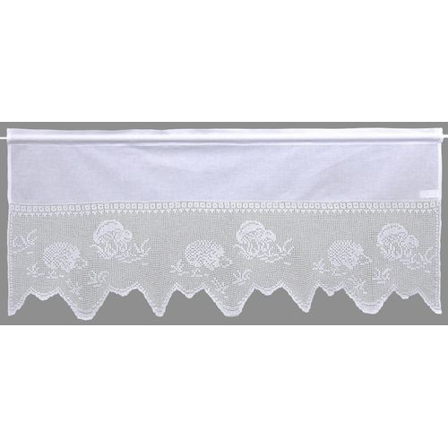4056837028751 - Querbehang HOSSNER - ART OF HOME DECO Igel Gardinen Gr 35 cm Stangendurchzug 120 cm weiß Landhaus Gardinen Gardine handgehäkelte Spitze weiß Baumwolle