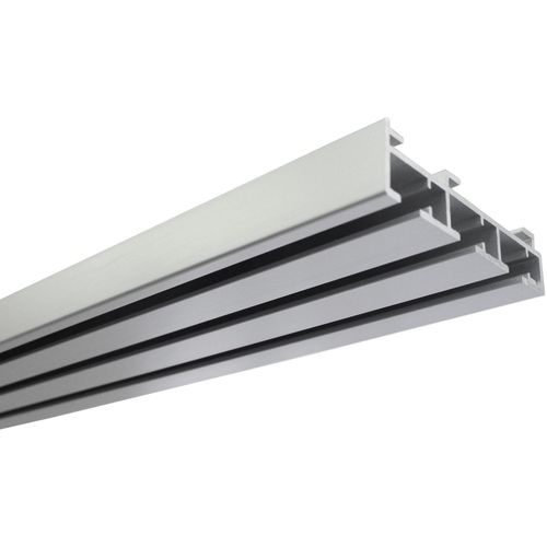 5050685109685 - Gardinenschiene Flächenvorhangschiene 3-läufig Gr 2 silber (silberfarben) L210cm Aluminium Gardinenstangen 3-läufig