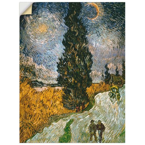 4062144435366 - Wandbild ARTLAND Zypresse gegen den Sternenhimmel Bilder Gr B H 90 cm x 120 cm Wandaufkleber - Vinyl Bäume Hochformat 1 St grün Bild Poster Bilder als Leinwandbild Wandaufkleber oder in versch Größen