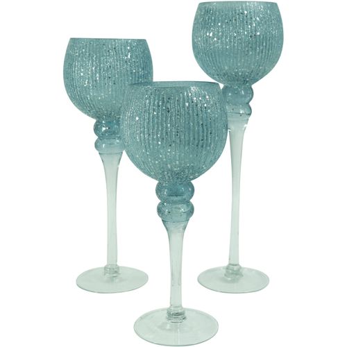 4031456100859 - Kerzenhalter Florenz Weihnachtsdeko blau (silberfarben türkis) Windlichter Laternen aus Glas