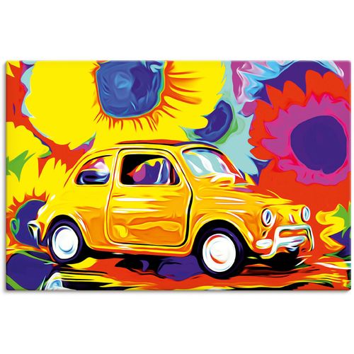 4062144715598 - Wandbild ARTLAND Fiat 500 Bilder Gr B H 60 cm x 40 cm Leinwandbild Auto Querformat 1 St bunt Kunstdrucke als Alubild Leinwandbild Wandaufkleber oder Poster in versch Größen