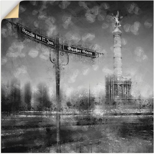 4057738511960 - Wandbild ARTLAND Berlin Siegessäule I Bilder Gr B H 50 cm x 50 cm Wandaufkleber - Vinyl Gebäude 1 St schwarz Bild Kunstdruck Leinwandbild Kunstdrucke Bilder als Alubild Leinwandbild Wandaufkleber oder Poster in versch Größen