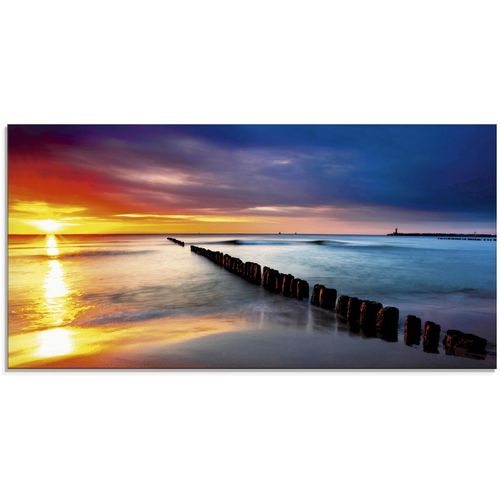 4058661624802 - Glasbild ARTLAND Ostsee mit schönem Sonnenaufgang Bilder Gr B H 60 cm x 30 cm Strand 1 St blau Glasbilder Bilder in verschiedenen Größen