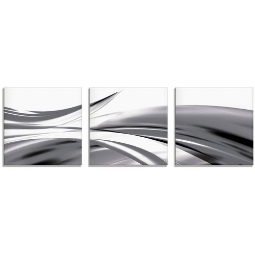 4059745099783 - Glasbild ARTLAND Schöne Welle - Abstrakt Bilder Gr B H 30 cm x 30 cm Glasbild Gegenstandslos 3 St grau Glasbilder in verschiedenen Größen
