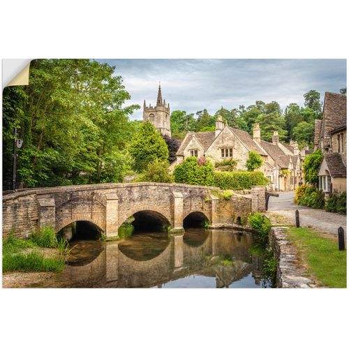 4062144660980 - Wandbild ARTLAND Dorf Castle Combe Wiltshire England Bilder Gr B H 90 cm x 60 cm Wandaufkleber - Vinyl Brücken Querformat 1 St braun Kunstdrucke als Alubild Leinwandbild Wandaufkleber oder Poster in versch Größen