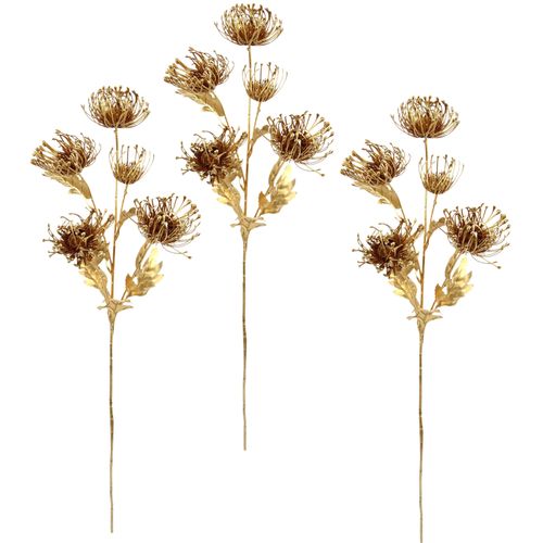 4019844792220 - Kunstblume IGEA Protea Kunstpflanzen Gr B H L 14 cm x 75 cm x 10 cm 3 St goldfarben Weitere Weihnachtsdeko metallic Kunstzweig 3er Set 4019844792220 - Kunstblume IGEA Protea Kunstpflanzen Gr B H L 14 cm x 75 cm x 10 cm 3 St goldfarben Weitere Weihnachtsdeko metallic Kunstzweig 3er Set