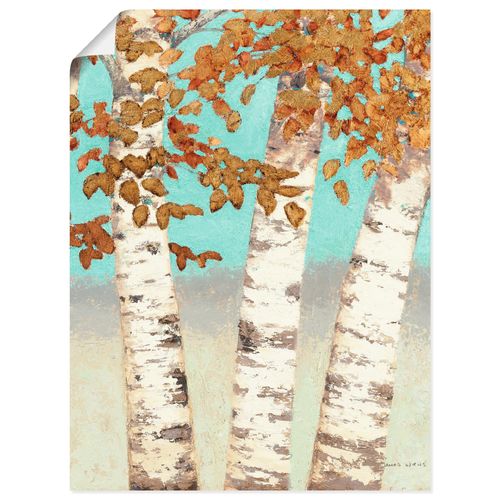 4055327752374 - Wandbild ARTLAND Goldene Birken III Bilder Gr B H 45 cm x 60 cm Poster Bäume Hochformat 1 St blau Bild Poster Bilder als Leinwandbild Wandaufkleber oder in versch Größen